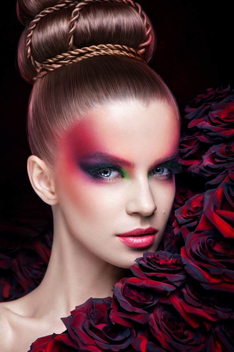 halloween-schminke-ideen-bunte-farben-augen-make-up