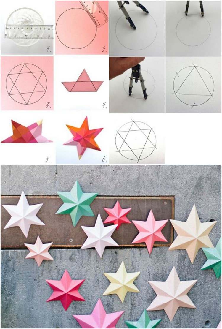 Origami zu Weihnachten -falten-faltanleitung-sterne