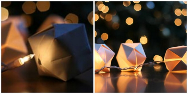 Origami zu Weihnachten falten-lichterketten-kleine-papierschachteln