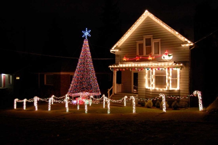 weihnachtsdeko-aussen-beleuchtet-haus-vorgarten-lichter-christbaum-zuckerstangen-fenster-hausdach-lichterketten