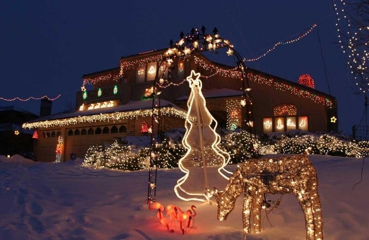 weihnachtsdeko-aussen-beleuchtet-haustuer-led-lichtfiguren-hirsch-lichterkette-tannenbaum-schnee