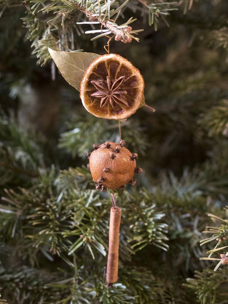 weihnachtsdeko-selber-basteln-naturmaterialien-zimt-orangenscheibe-gewuerznelke-christbaum-aufhaengen