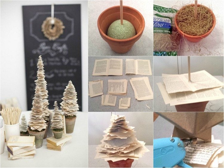 Weihnachtsdeko selber basteln papier-mini-weihnachtsbaume