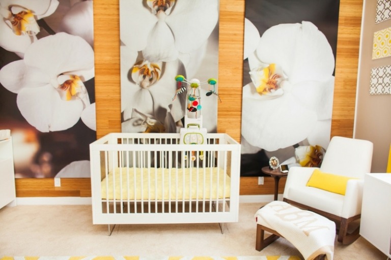 Babyzimmer in Weiß Fotowand-modern-einrichten