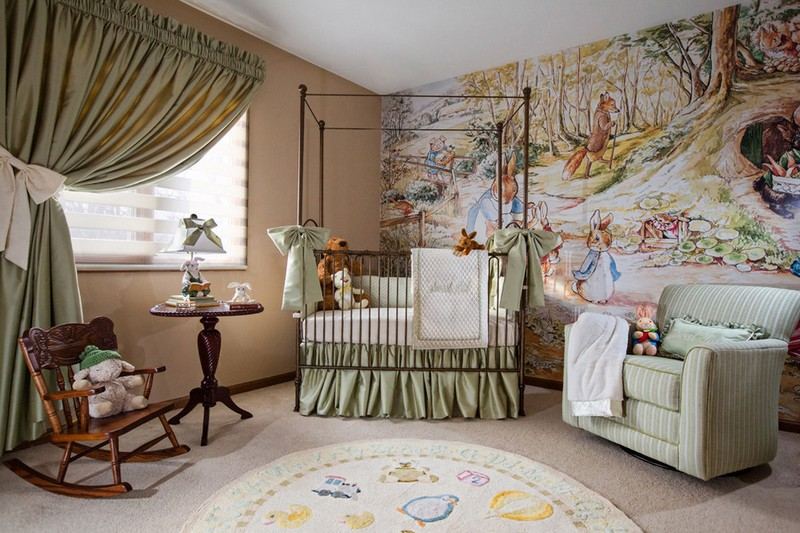 Babyzimmer-einrichten-Ideen-Wandsticker-Maerchenland-Ideen