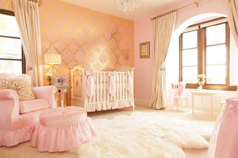 Babyzimmer einrichten Ideen vintage-rosa-Maedchen