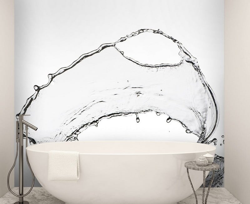 Badezimmer-Ideen-kleine-Baeder-modern-Wasser-Fototapete