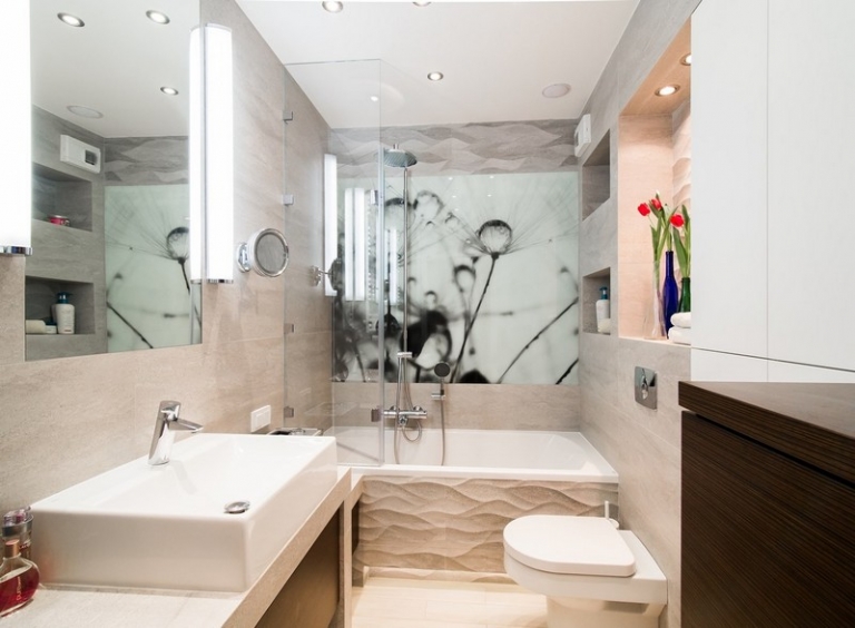 Badezimmer Ideen für kleine Bäder mit Fototapeten