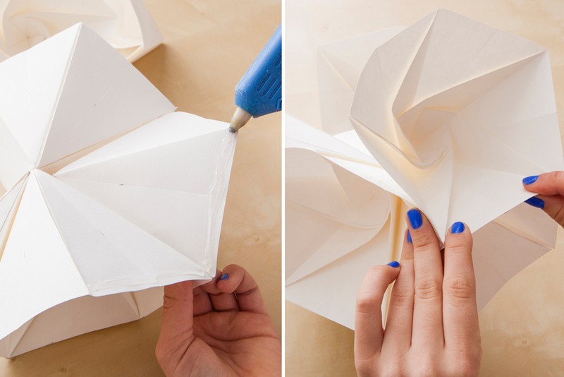 DIY-Lampe-Papier-Origami-Bastelanleitung-Schritt-5-Details-zusammenkleben