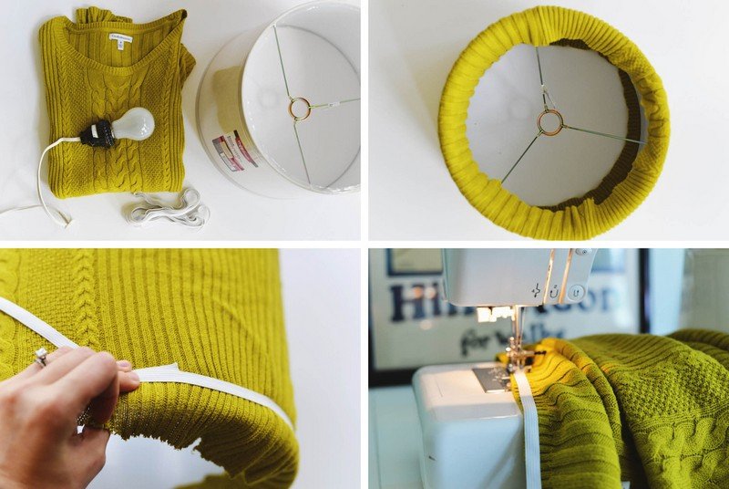 DIY-Lampe-basteln-alter-Pullover-upcyceln-Ideen