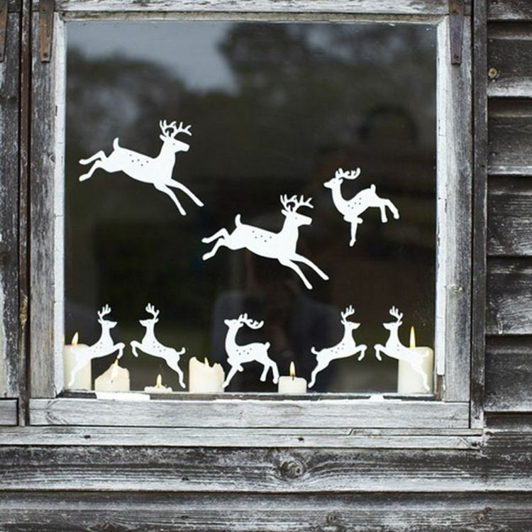 Fensterbilder-Weihnachten-Hirsch-Papier-ausschneiden-Ideen