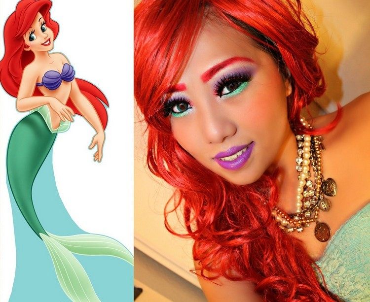 Halloween-Make-up-Frisuren-Disney-Prinzessin-rote-Haare-Arielle