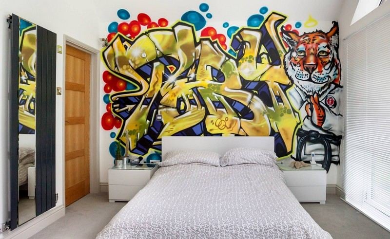 Kinderzimmer-Junge-Wandgestaltung-Graffiti-Ideen
