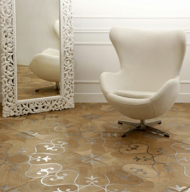 Mosaikparkett mit Intarsien Mustern Bodenbelag-Wohnzimmer-auswaehlen