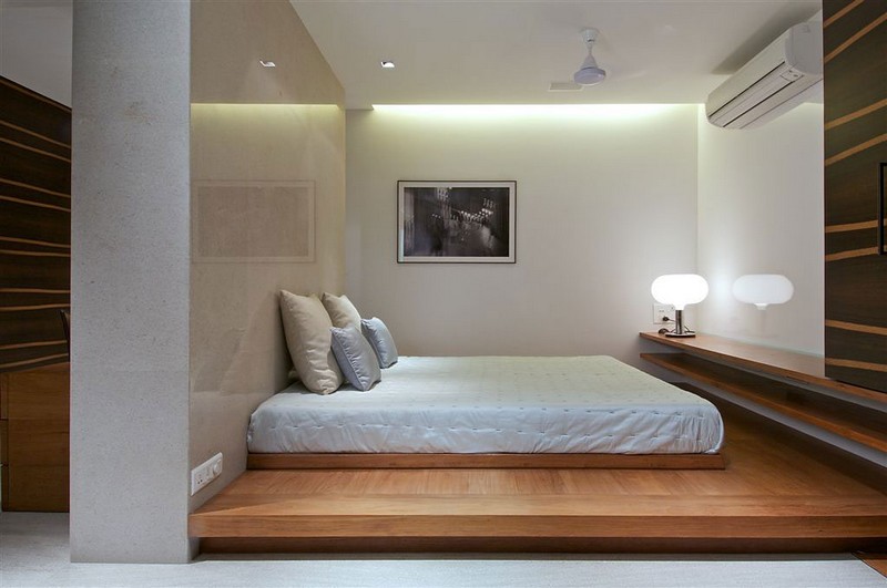 Schlafzimmer-Ideen-Weiss-Wand-Tatami-Bett