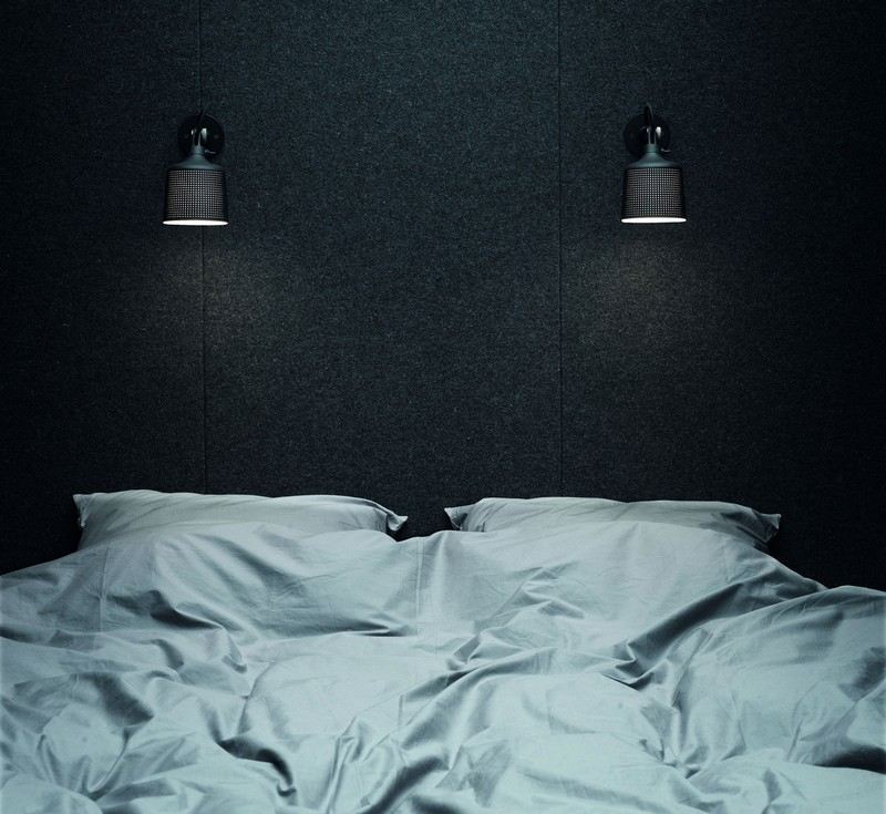 Schwarze-Moebel-Wand-Lampen-Gestaltungsidee-Schlafzimmer-Industrie-Stil