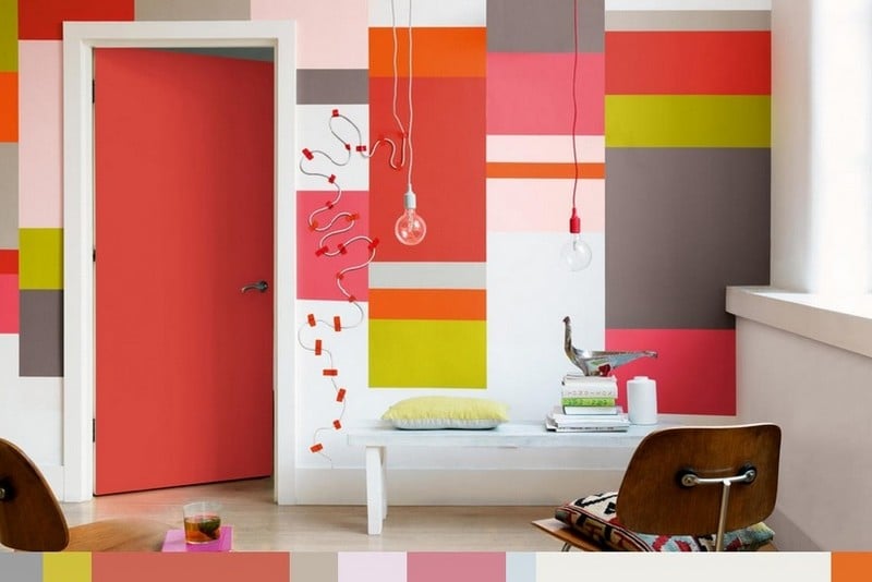 Wand-streichen-Streifen-froehliche-Farben-Ideen