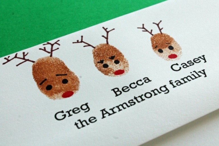 Weihnachtskarten-selber-basteln-Fingerabdruecke-Rudolf-Rentier
