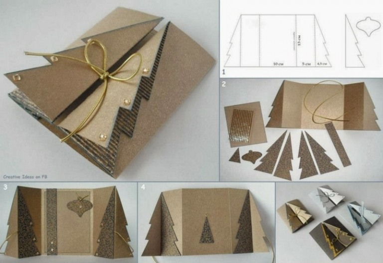 Weihnachtskarten-selber-basteln-Ideen-Weihnachtsbaum-originell