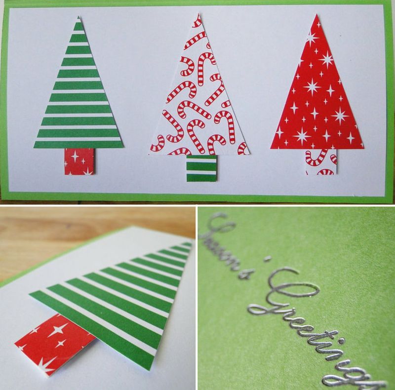 Weihnachtskarten-selber-basteln-Papier-ausschneiden-Kindern