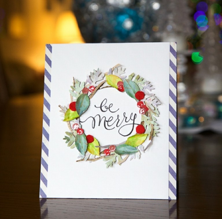Weihnachtskarten-selber-basteln-originelle-Ideen-Papier-Ornamente-ausschneiden