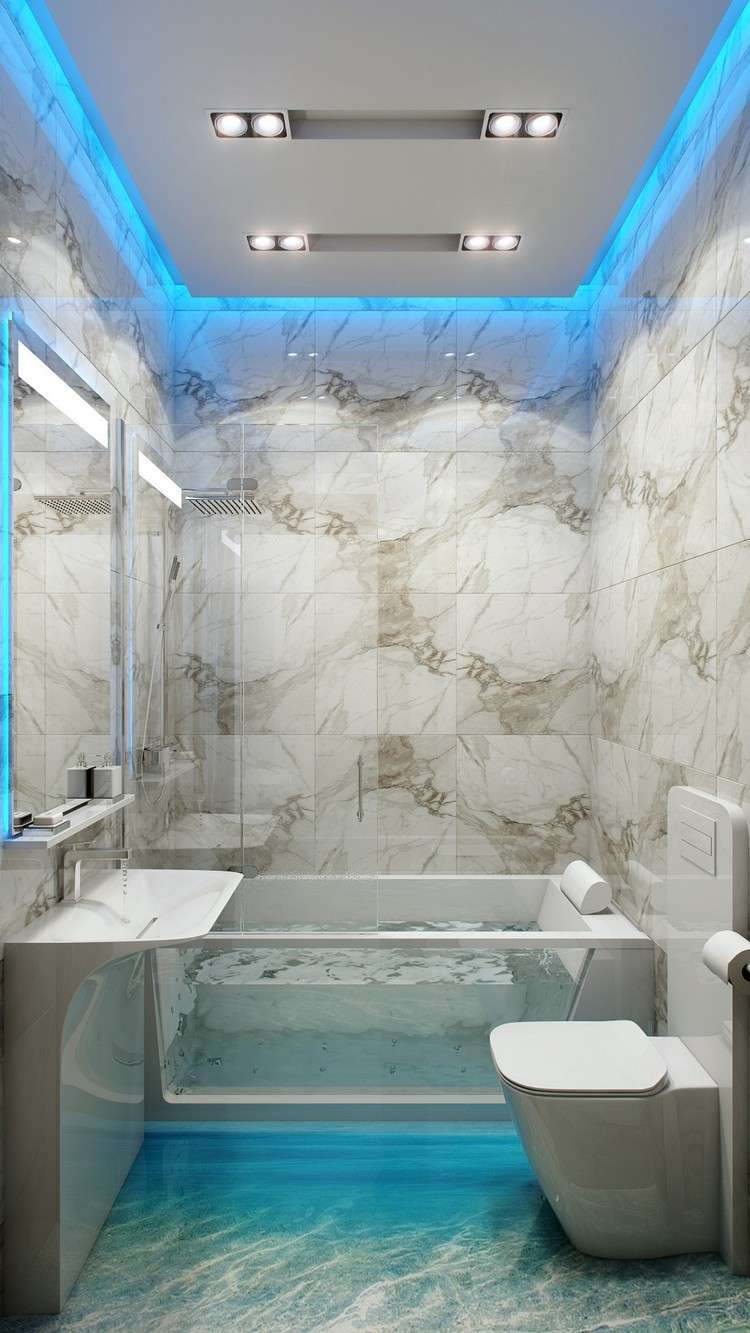 badezimmer-deckenleuchte-led-einbaustrahler-blaue-indirekte-beleuchtung-spanndecke