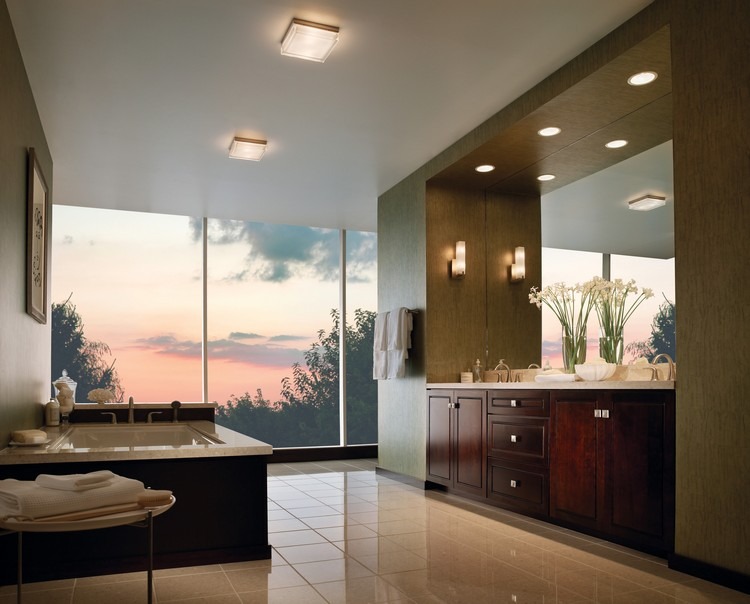 Badezimmer Deckenleuchte led-modern-quadratisch-gelbes-licht