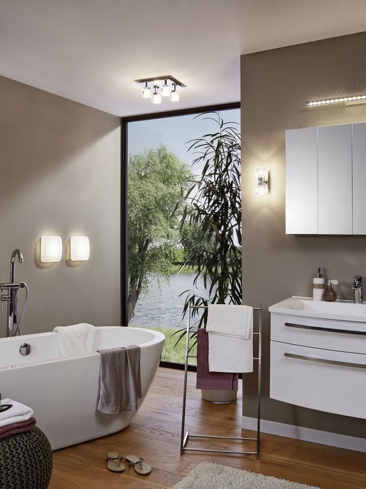 Badezimmer Deckenleuchte led-stahl-opalglas-design