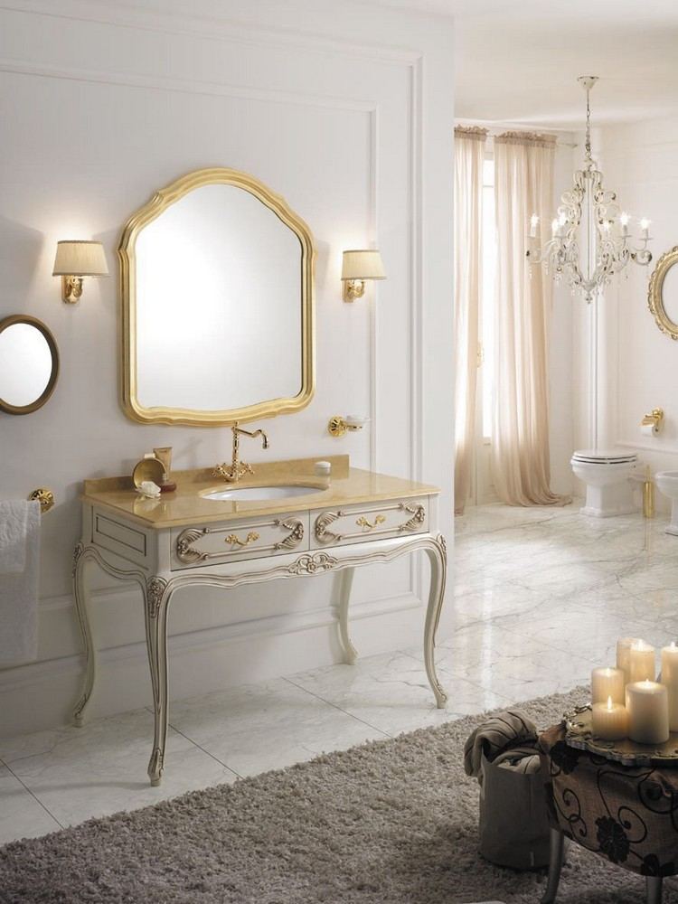 Badezimmer Möbel in Barock -stil-luxus-freistehender-waschtisch-ecru-arbeitsplatte-beige