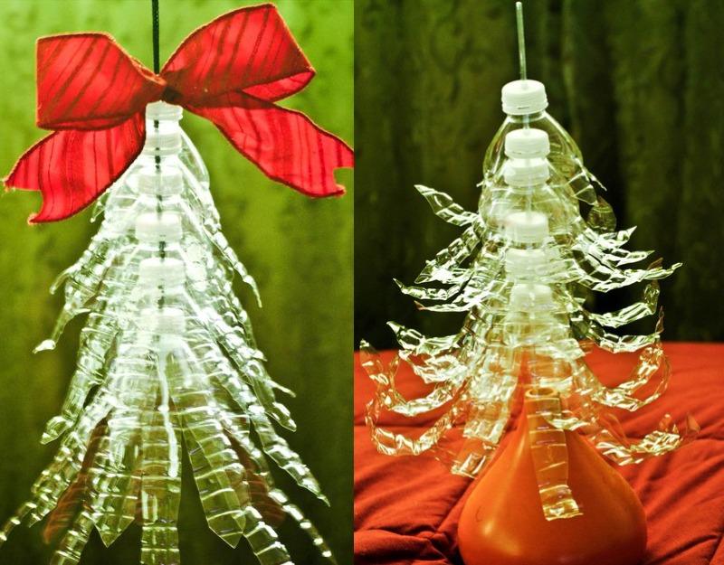 bastelideen-weihnachten-recycling-deko-weihnachtsbaum-pet-flaschen-diy