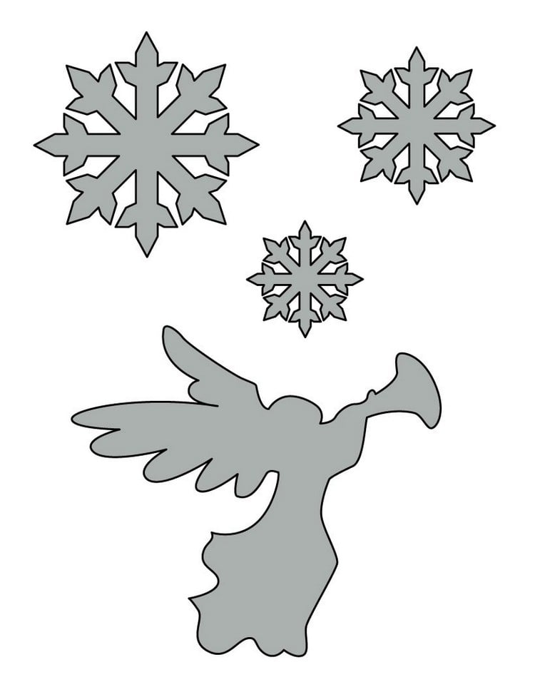 bastelvorlagen-weihnachten-ausdrucken-schablone-schneeflocken-engel
