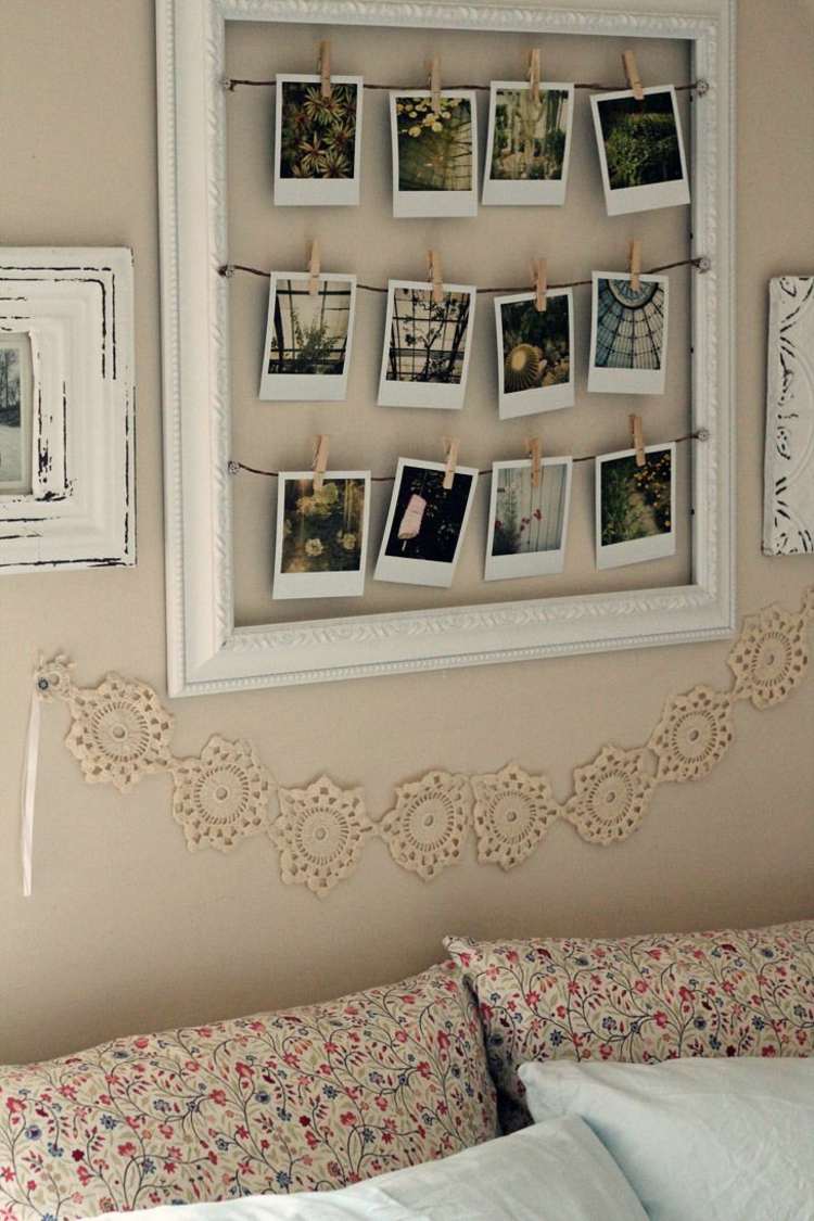 deko ideen fürs wohnzimmer rahmen girlanden fotos sofa deko