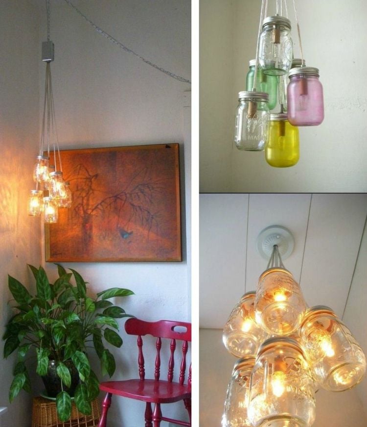 deko ideen wohnzimmer lampen bauen einweckglaeser vintage