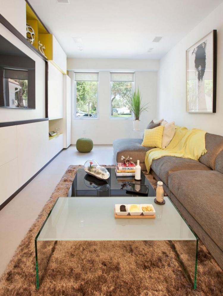 einrichtungsideen-wohnzimmer-gemuetlich--braun-teppich-weich-weiss-modern