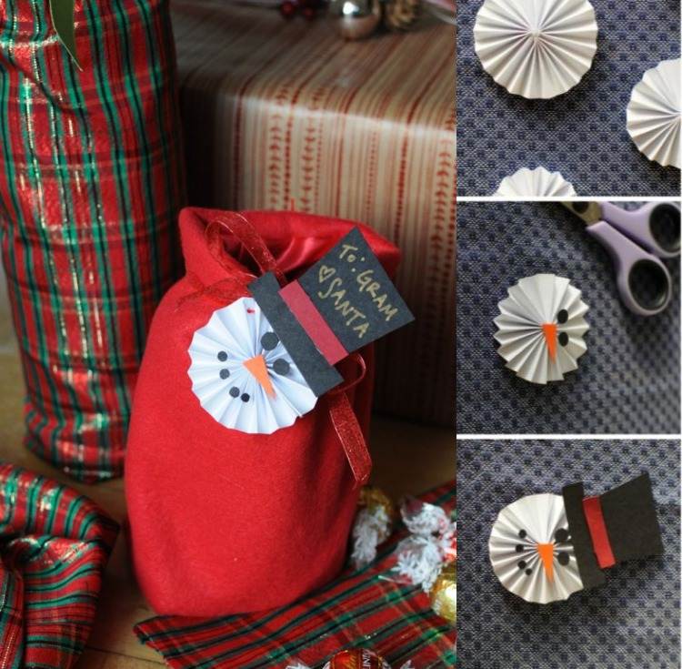 geschenke-verpacken-originell-ideen-basteln-schneemann-dekorieren-papier-falten-diy