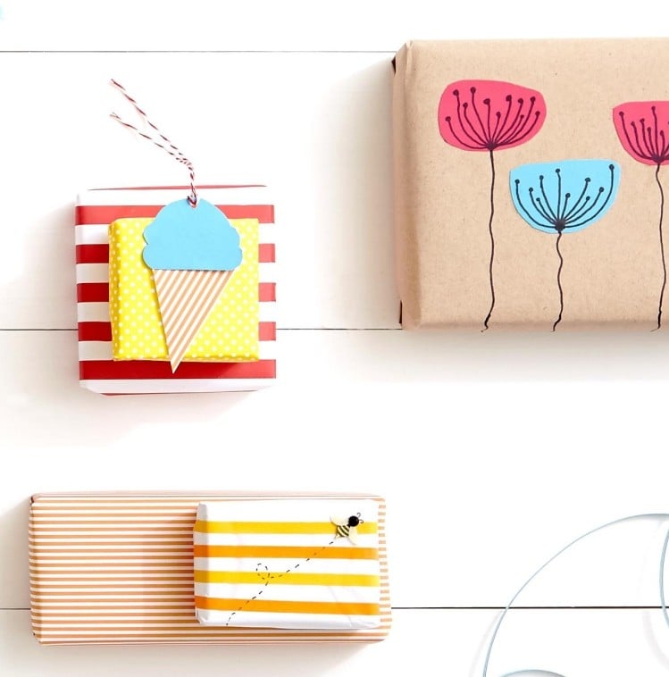 Geschenke verpacken -originell-ideen-basteln-verpackung-dekorieren-farbig-phantasie-kreativ