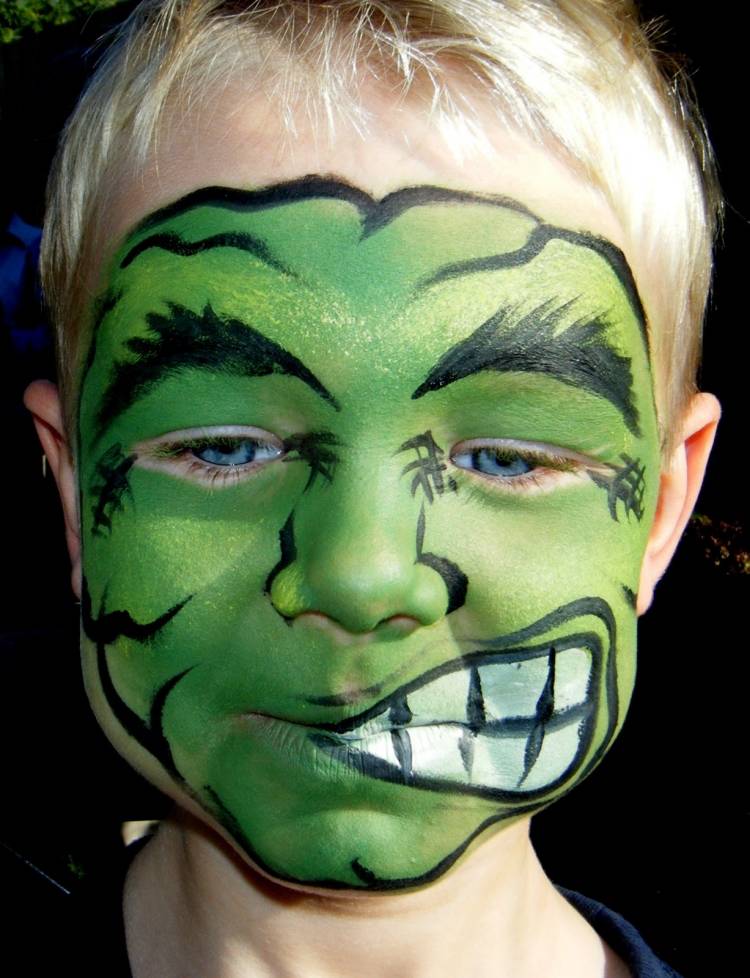 halloween-schminken-ideen-makeup-kinder-gruen-hulk-lustig