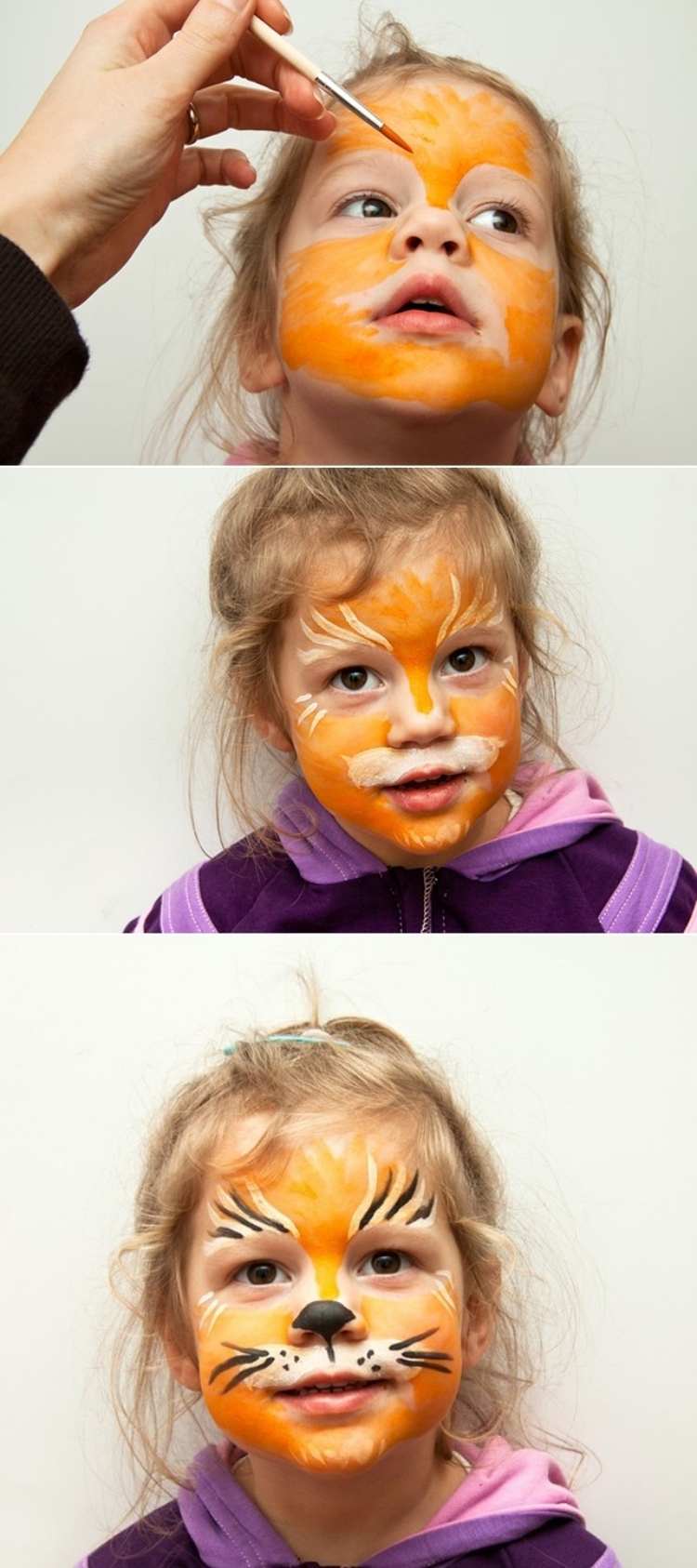 halloween-schminken-ideen-makeup-kinder-katze-loewe-orange