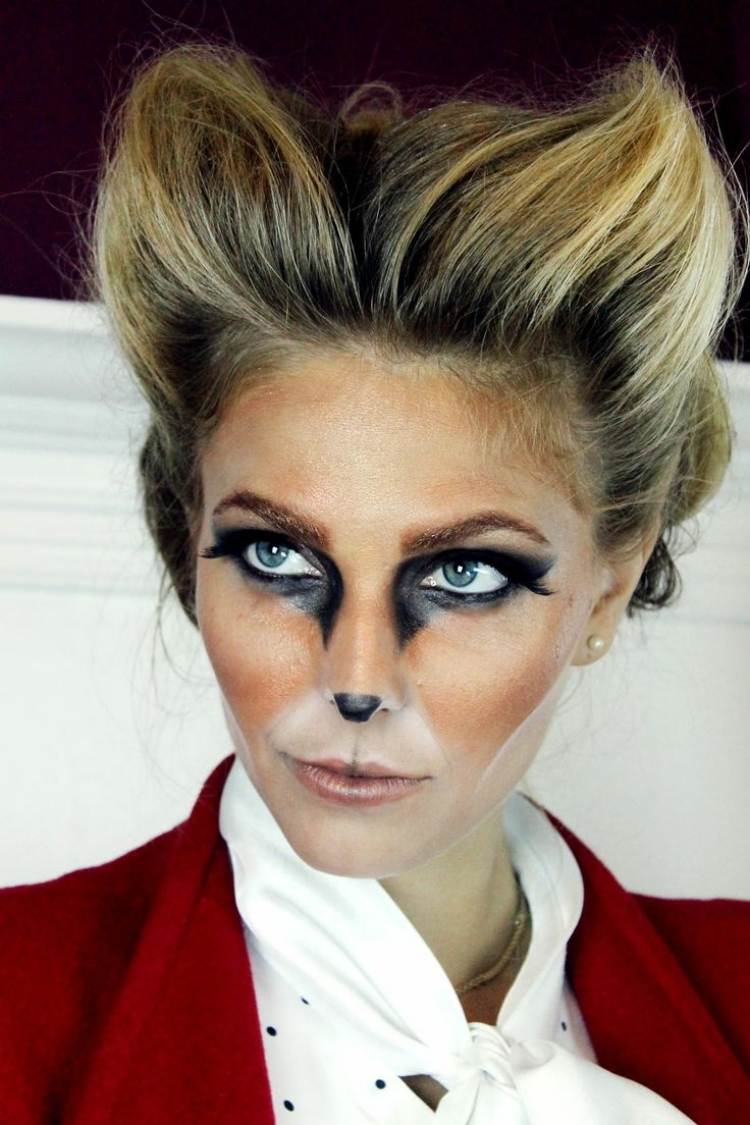 Halloween schminken -ideen-makeup-loewe-frau-einfach