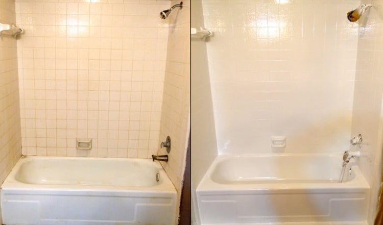 lackieren badezimmer fliesen badewanne vorher nachher inspiration