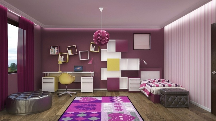 madchenzimmer-moebel-kinderzimmer-sets-modern-violett-rosa-einzelbett-indirekte-beleuchtung