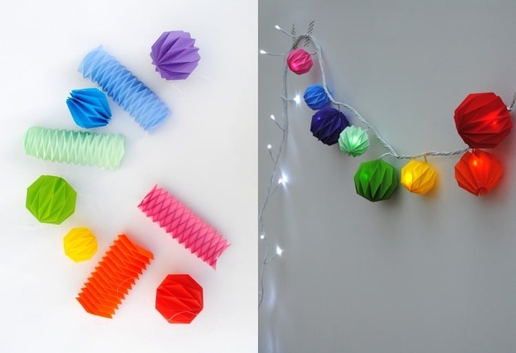 moderne-weihnachtsdeko-selber-basteln-papier-lichterkette-farbe-ziehcharmonika-bunt
