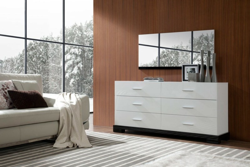 sideboard in weiß hochglanz bonita schweben effekt wohnzimmer spiegel