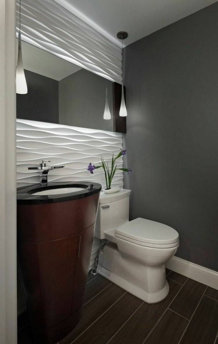 streichen badezimmer 3d design grau wandgestaltung modern waschbecken