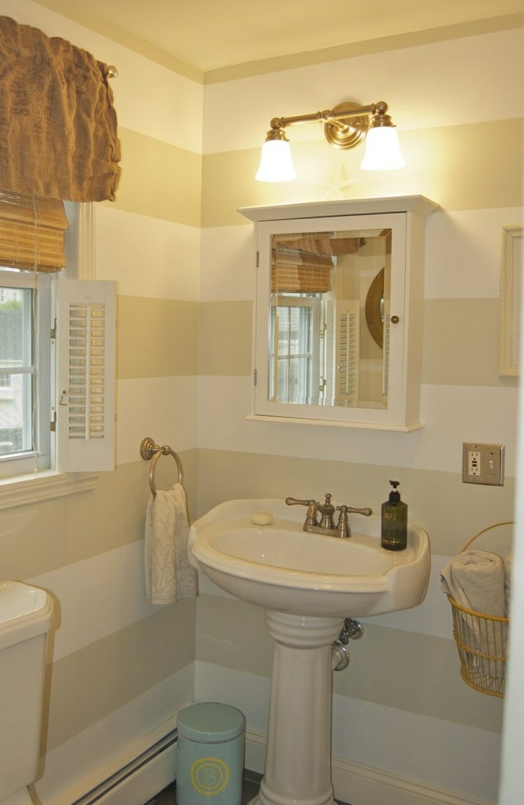 streichen badezimmer klein streifen design harmonie beige weiss