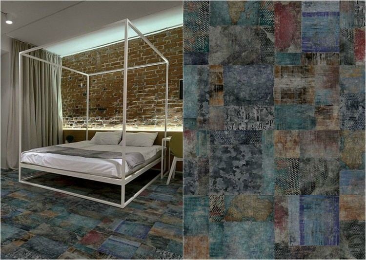 Teppichboden für Schlafzimmer Schlingenteppichboden-polyester-J2-05-Yoyo-patchwork-look