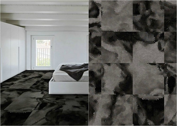Teppichboden für Schlafzimmer Schlingenteppichboden-polyester-schwarz-grau-C2-01-Yoyo