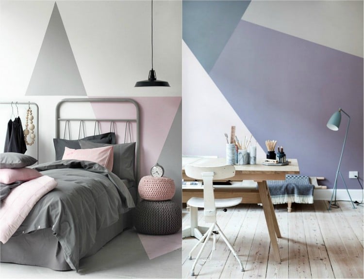 Wand streichen muster-ideen-abstrakt-schlafzimmer-homeoffice