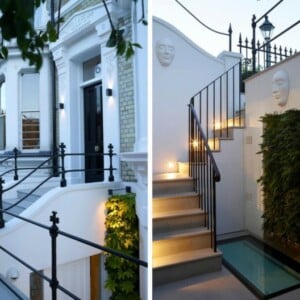 wanddeko ideen reihenhaus london modern treppe beleuchtung vertikal garten