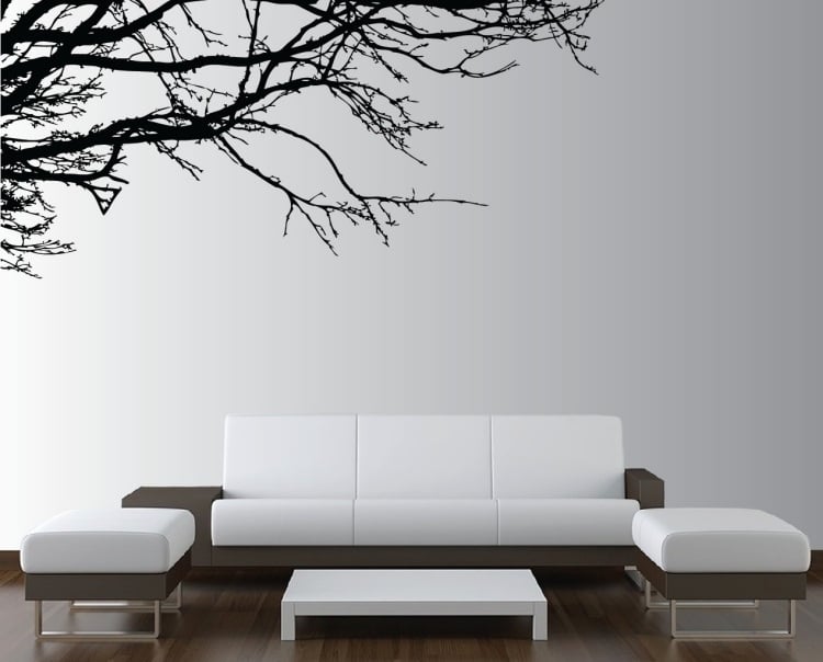 wandgestaltung-schwarz-weiss-wohnzimmer-realistisch-baum-zweig-couch-modern